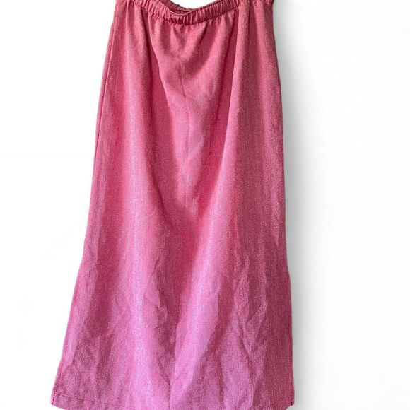 Vintage Red &White Micro Plaid/Gingham Picnic Maxi Skirt W/Elastic Waistband - Picture 7 of 9